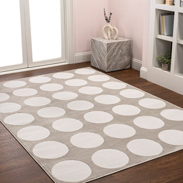 Adrian Modern Geometric Circle Dot High-Low Area Rug
